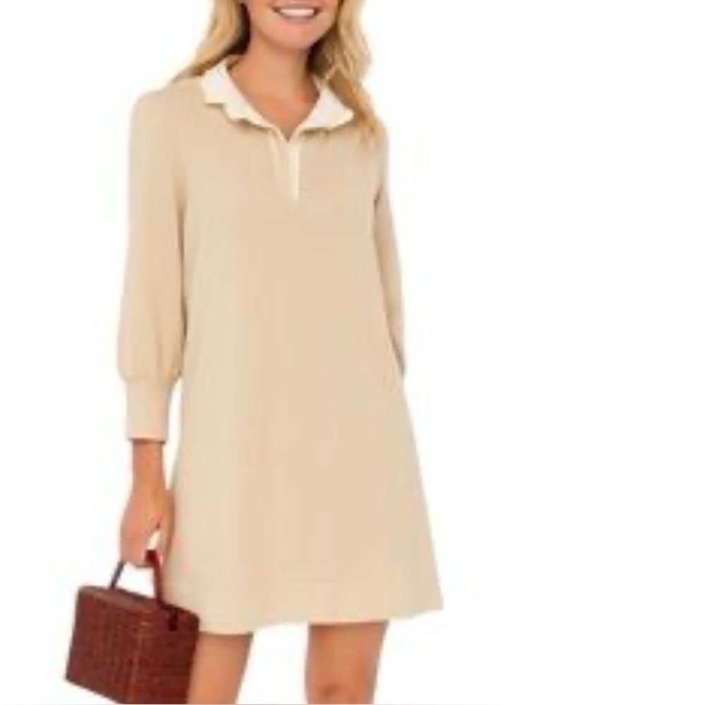 Tuckernuck Pomander Place Bone Charlotte Terry Ruffle Collar Dress Medium Mini